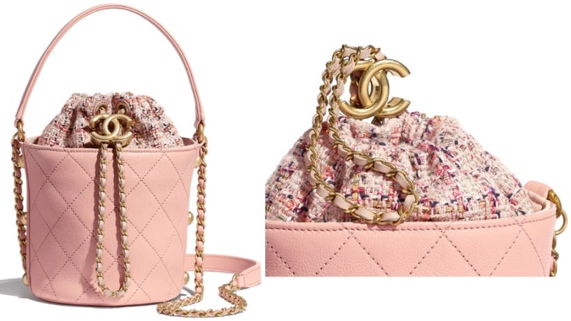 Chanel最新推出「櫻花粉水桶包」，水桶包的外型超可愛、容量又好裝！