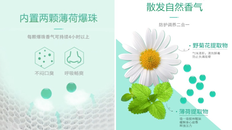 提神薄荷+防疫口罩合體!「薄荷菊花雙珠口罩」開賣~捏破爆珠就能隔絕環境異味!