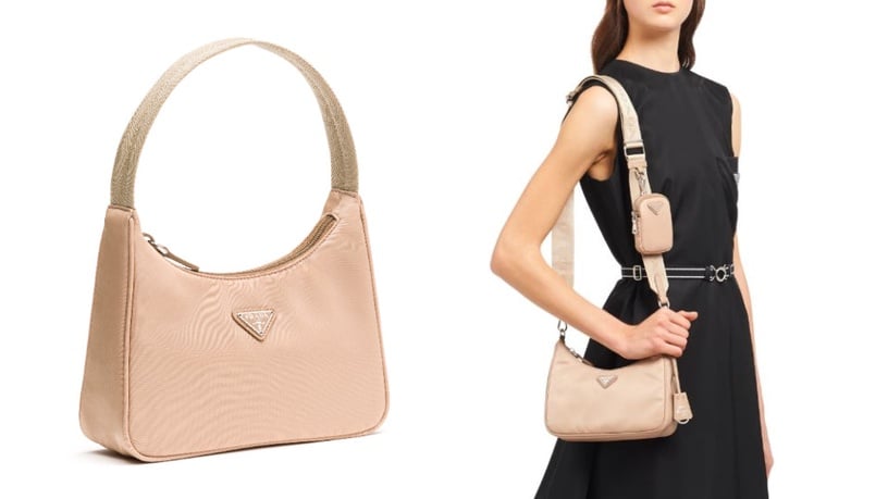奶茶色包包推薦:PRADA Re-Edition Hobo包 ,NT$21,500