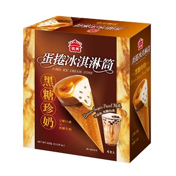 全聯冰品推薦:義美黑糖珍奶蛋捲冰淇淋筒NT. 122 全聯優惠價NT.119