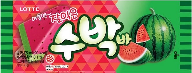 全聯冰品推薦:旗山龍鳳Lotte西瓜冰棒 NT.28 全聯優惠價NT.25