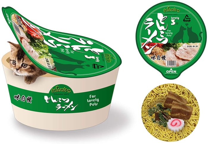 在烏龍麵裡發現狗狗?毛小孩躺進「寵物杯麵床」,既療癒又萌翻天!