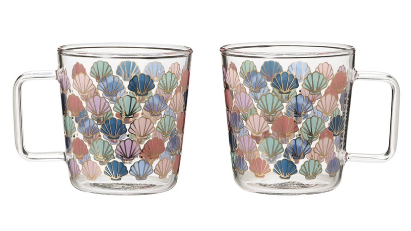 日本星巴克夏季限定「貝殼玻璃馬克杯」355ml，2,400日元（約NT$670）