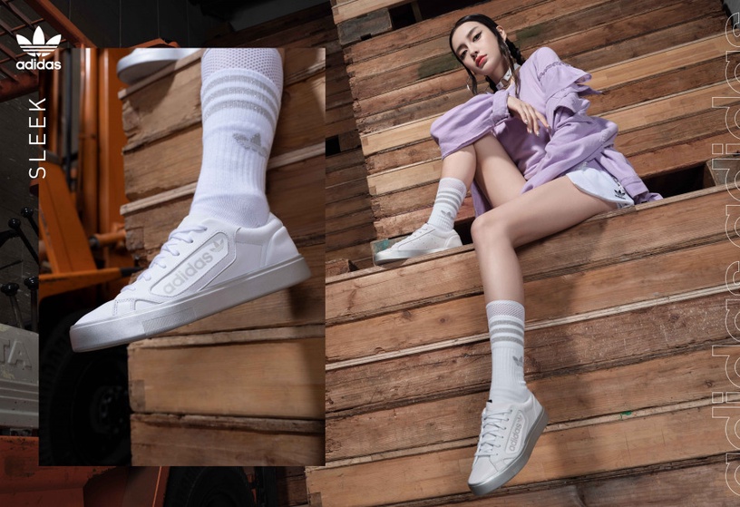 adidas也推出緞帶鞋!adidas Sleek緞帶小白鞋,純淨白+銀色厚底,低調小心機太吸睛!
