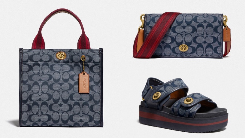 Coach Chambray 22 小型帆布托特包,NT$9,900 Coach Chambray Hayden 帆布寬帶肩背包,NT$9,500