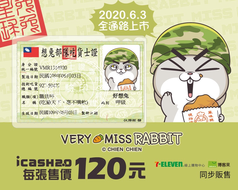 好想兔「呷級證照 icash2.0」登場!超Q好想兔吃貨證照,全台限量1萬張就在這天開賣