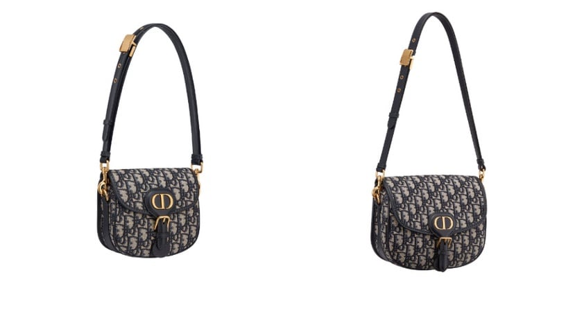 Dior Bobby Oblique 藍色刺繡帆布小型肩背包,NT$99,000/中型,NT$110,000