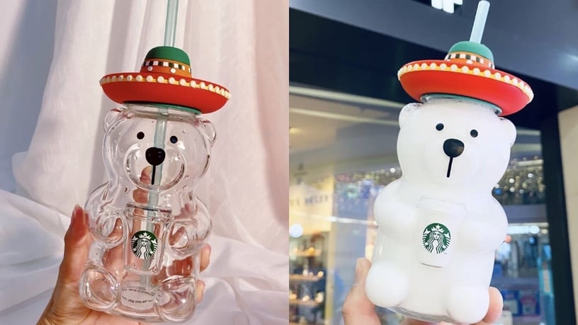 中國星巴克推出一款限量「透明小熊玻璃瓶」，超萌造型立刻在網路上造成洗版風潮～