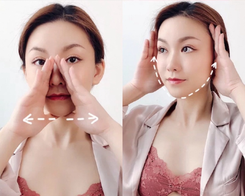 瘦臉按摩STEP4:臉部線條提拉