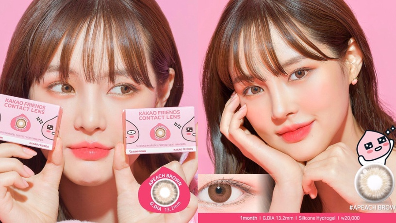 KAKAO FRIENDS x Lens Town隱眼上市!桃子粉嫩色溫柔必收,Ryan Brown是萊恩毛色同款