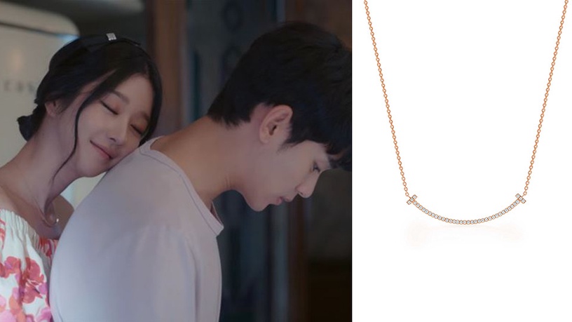 《雖然是精神病》徐睿知同款飾品: TIFFANY & Co. T Smile 18K玫瑰金鑲鑽微笑鏈墜,NT.138,000