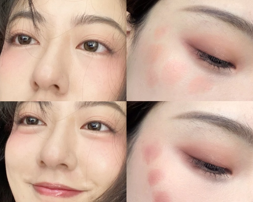 減齡妝畫法2:腮紅 →偏圓形、位置靠近眼下