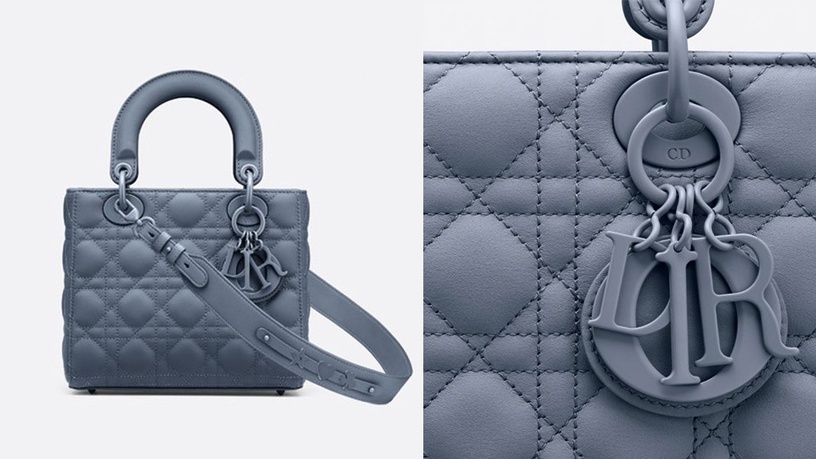 「迷霧靛藍」包包推薦:LADY DIOR 丹寧藍色超啞光中型手袋,NT$160,000