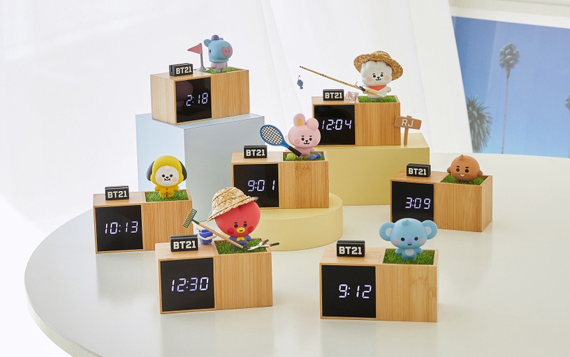 「BT21數位時鐘」可愛登場!超質感木質底座+超萌BT21公仔,還能顯示日期及溫度~