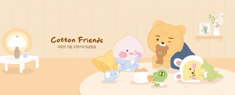 Kakao Friends今天冬天推出全新「棉花好朋友」系列，萊恩與APEACH化身可愛度爆表的小熊、大象！