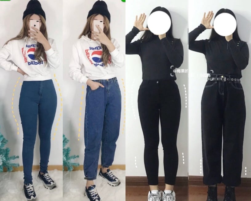 遮小腹、梨形身材穿搭TIPS 6:紮衣服搭配直筒褲、寬褲