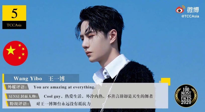 2020百大最帥臉孔Top5:王一博