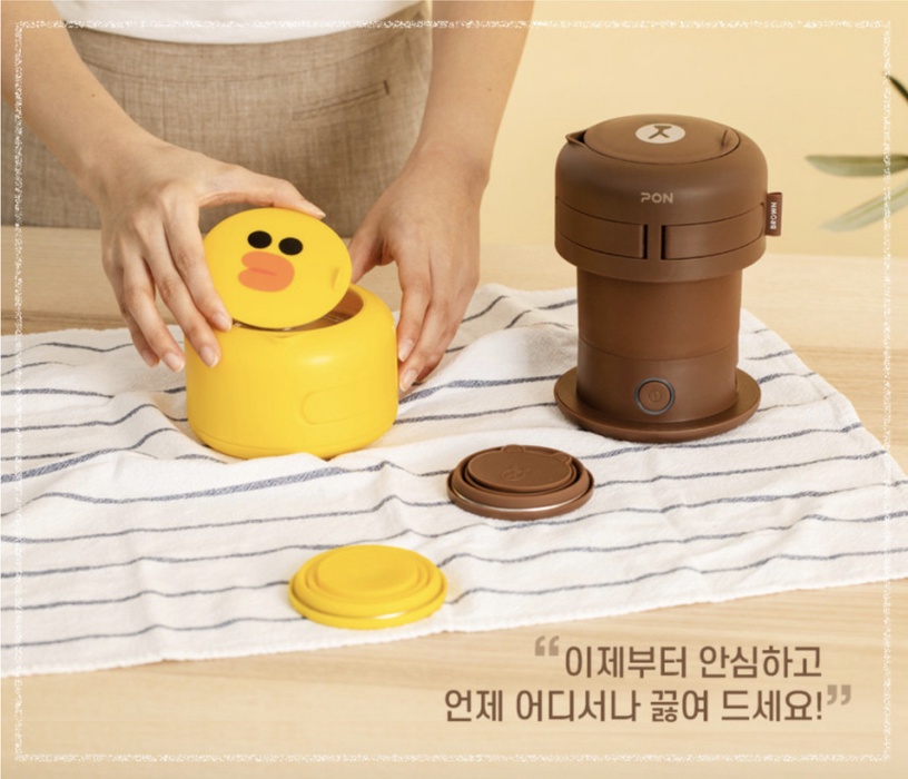 LineFriends「熊大/莎莉折疊式熱水壺」64,900韓元(約NT$1,670)
