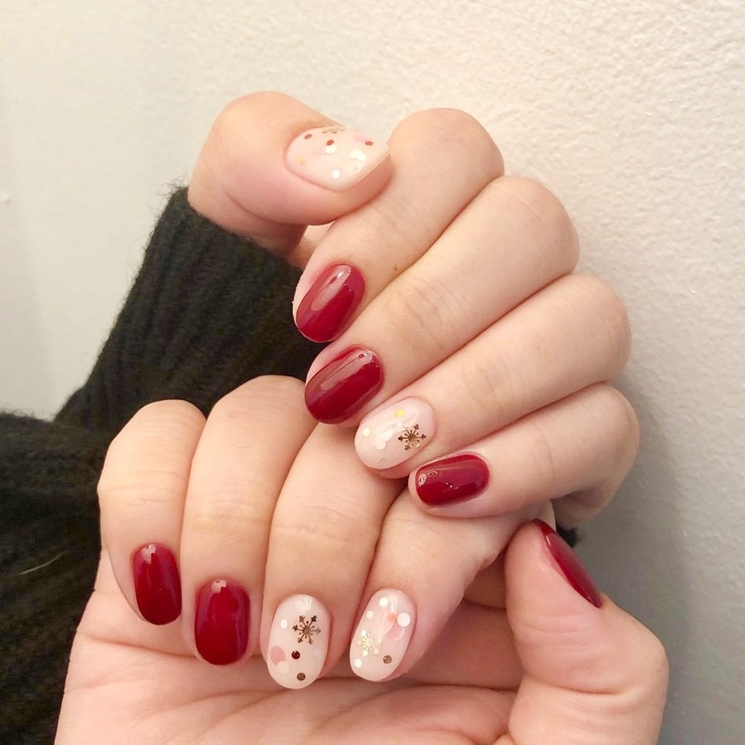 聖誕紅綠美甲