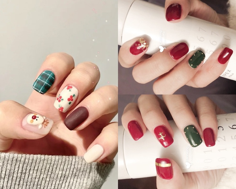指尖也要過聖誕!5款「聖誕紅美甲」推薦,條紋格紋韓妞最愛,搭祖母綠超有質感