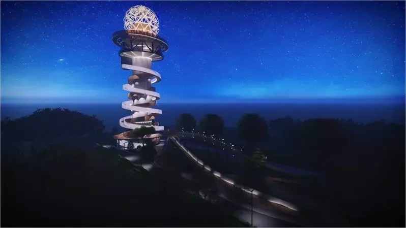 南投新景點再+1!南投「天空之星」景觀塔,雙螺旋階梯+巨大光球,還可眺望360度美景!