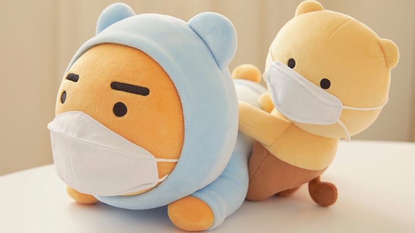 KAKAO FRIENDS「口罩萊恩與春植」登場!萊恩、寵物貓春植宅在家,陪你一起居家防疫