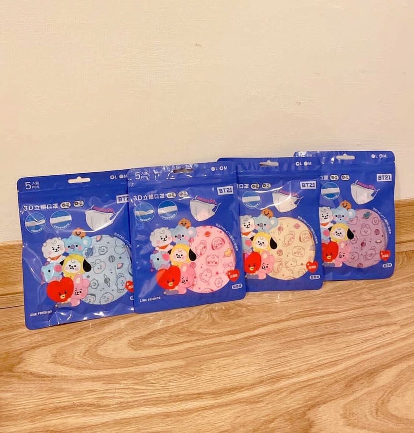 BT21超萌4款顏色滿版造型3D立體醫療口罩開賣!