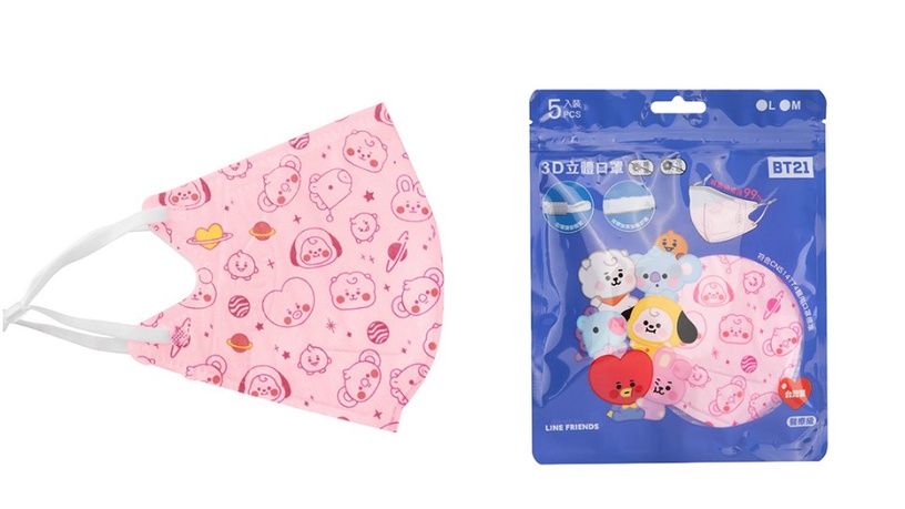 BT21超萌4款顏色滿版造型3D立體醫療口罩開賣!