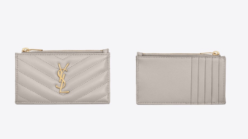 2021「精品卡夾錢包」推薦:YSL MONOGRAM FRAGMENTS粒面壓印皮革拉鍊卡包