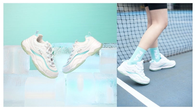 「FILA RAY ICY冰晶版」共推出「霜花銀」、「冰珀粉」、「雪沐紫」以及「碧波藍」四色,市價2,480元。