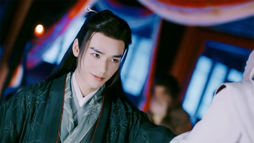 古裝劇《山河令》溫客行造型6:松花綠半袖外袍