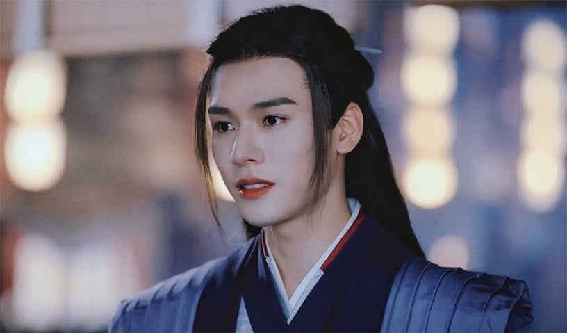 古裝劇《山河令》溫客行造型7:香芋紫色大襟長袍