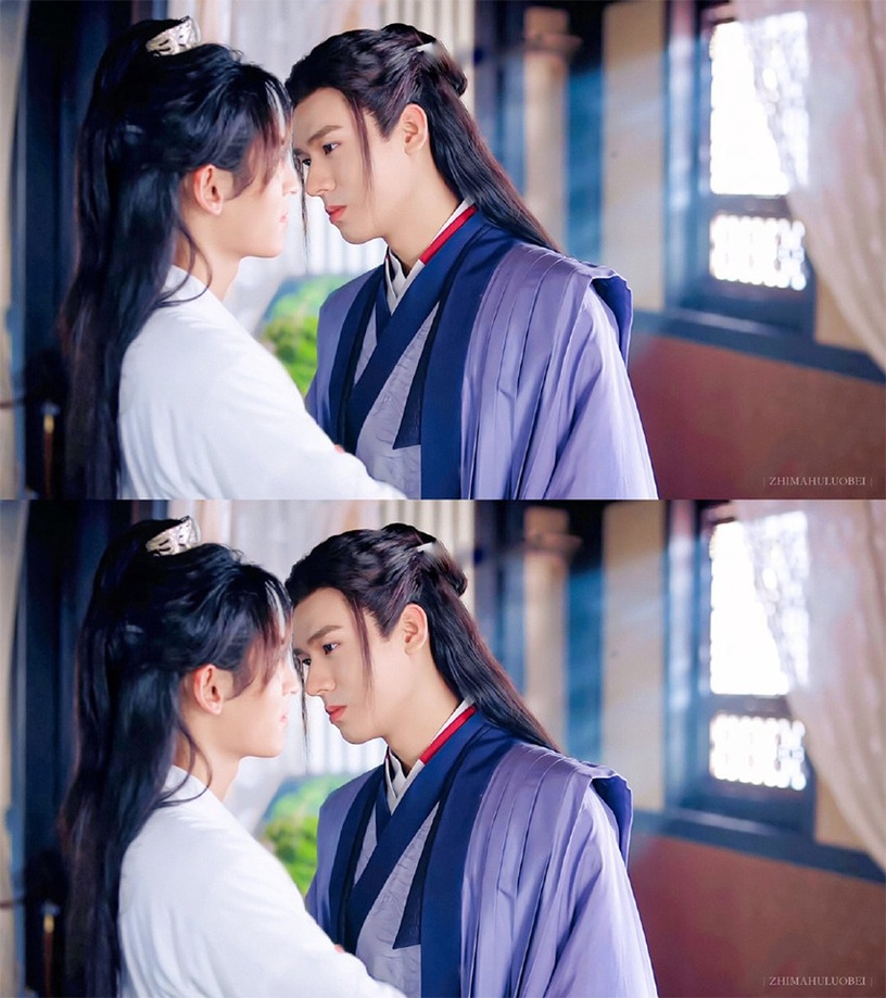 古裝劇《山河令》溫客行造型7:香芋紫色大襟長袍