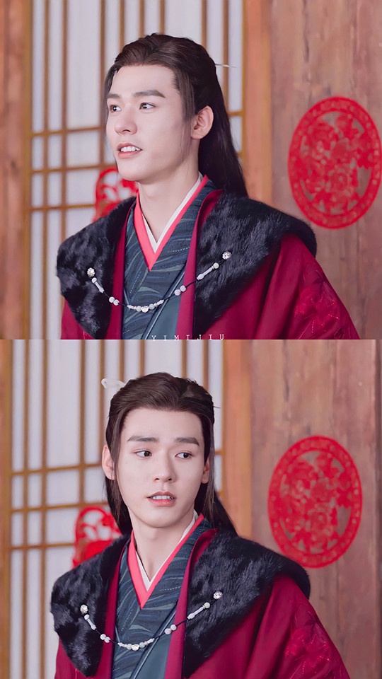 古裝劇《山河令》溫客行造型10:粉淺色配大紅長袍