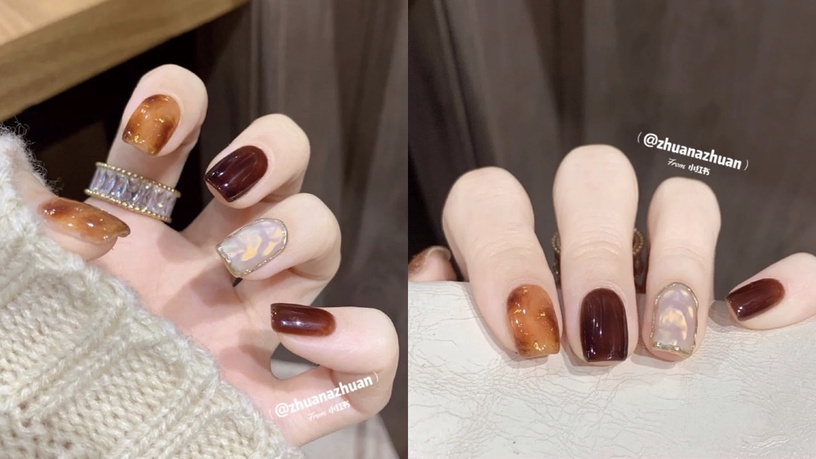 韓系貝殼光美甲推薦!水鑽、霓彩點綴,宛如人魚眼淚灑落指尖
