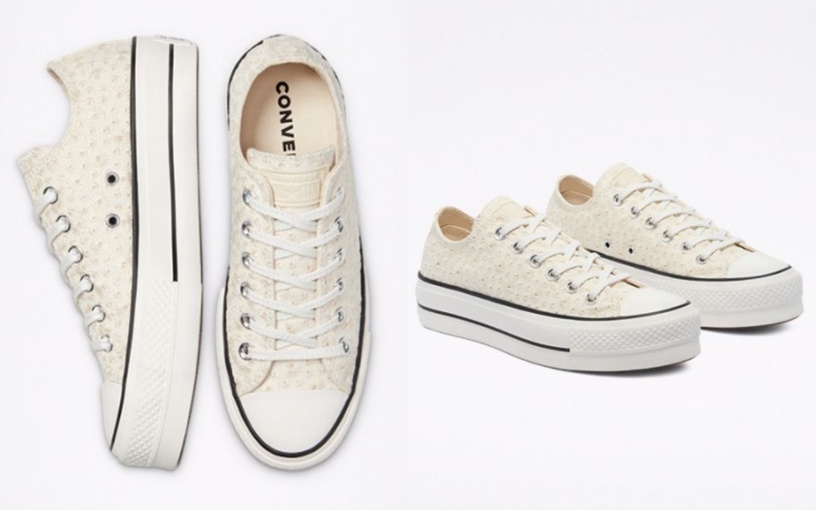 2021春夏Converse「刺繡花卉系列」:立體刺繡山茶花朵仙女鞋,售價NT.2,980