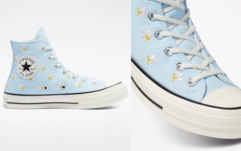 2021春夏Converse「刺繡花卉系列」:立體刺繡山茶花朵仙女鞋,售價NT.2,980