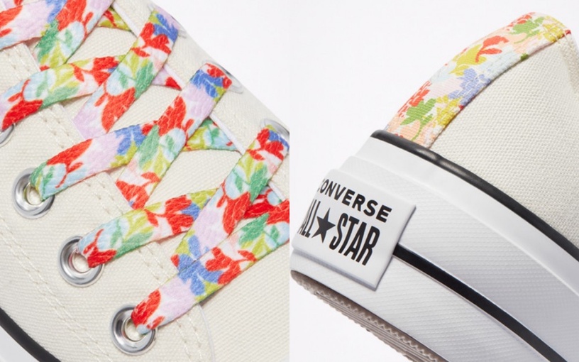 2021春夏Converse「刺繡花卉系列」:立體刺繡山茶花朵仙女鞋,售價NT.2,980