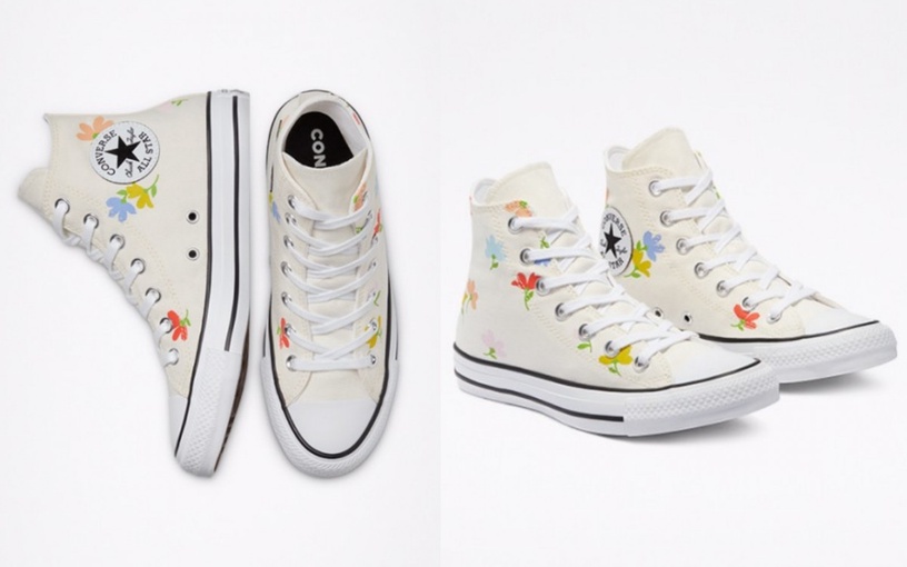 2021春夏Converse「刺繡花卉系列」:立體刺繡山茶花朵仙女鞋,售價NT.2,980