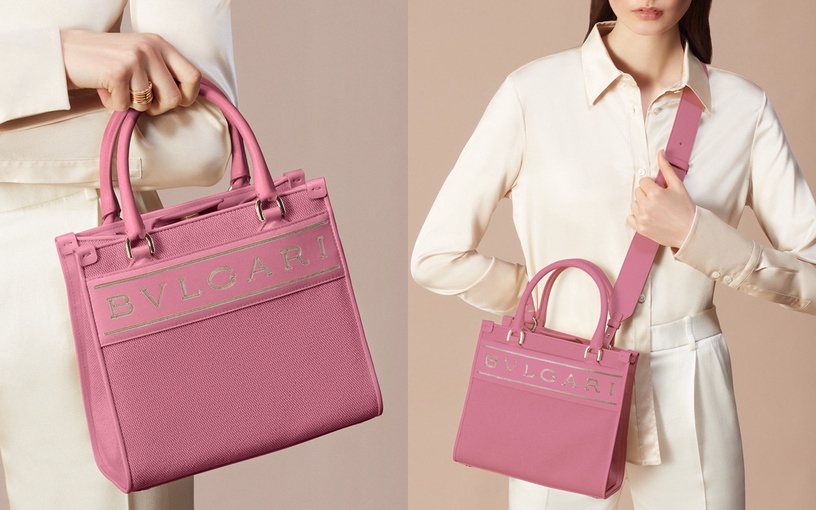 2021話題「精品迷你托特包」推薦 1:BVLGARI 寶格麗 薔薇石英粉色小牛皮托特包,NT69,900