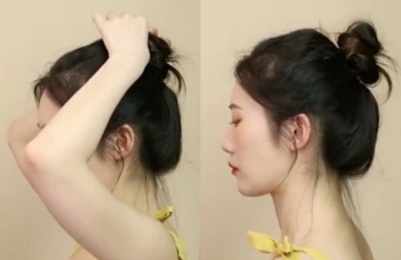 稀疏髮包包頭、丸子頭綁法教學!分成兩束是關鍵,綁出大顆蓬鬆包包頭、不鬆垮變形