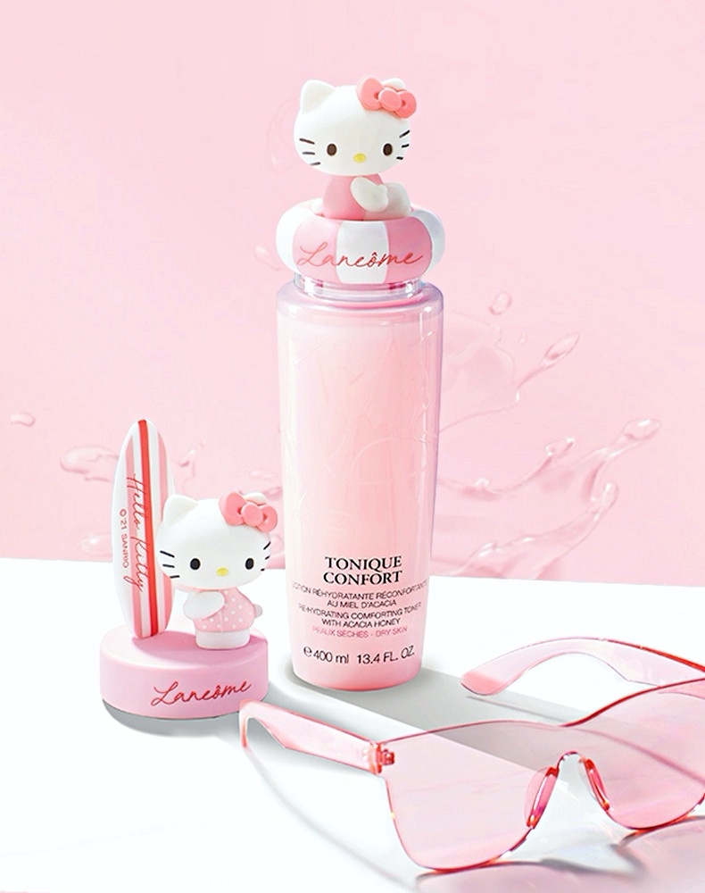 蘭蔻超可愛Hello Kitty化妝水登場!限定Kitty瓶蓋可愛到犯規,兩款泳裝Kitty簡直必收