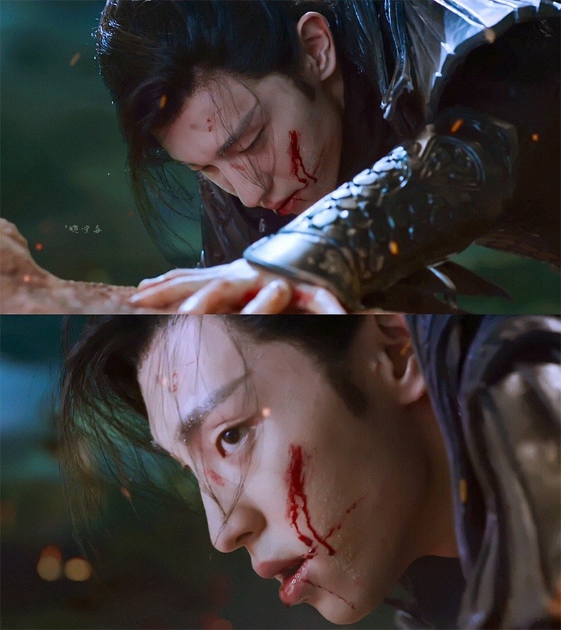 古裝美男「戰損妝」造型2:鄧倫 飾演《香蜜沉沉燼如霜》旭鳳
