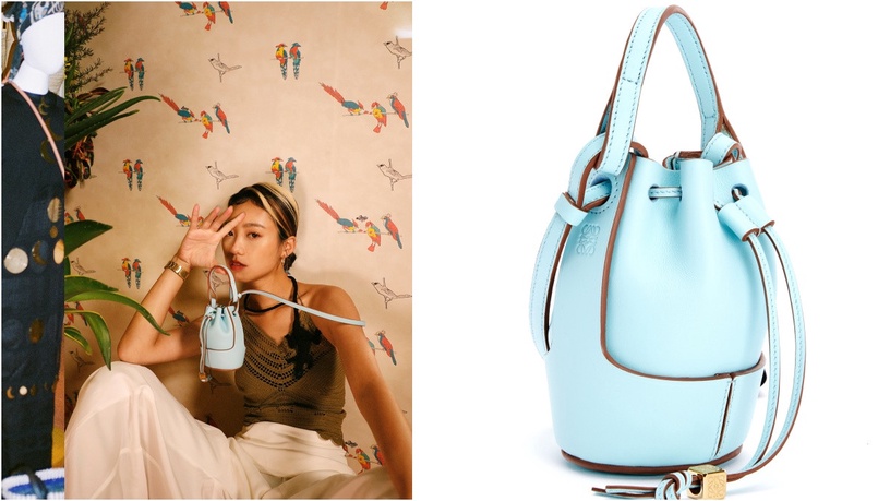 LOEWE Balloon nano黃色納帕小牛皮 索繩水桶包$45,000