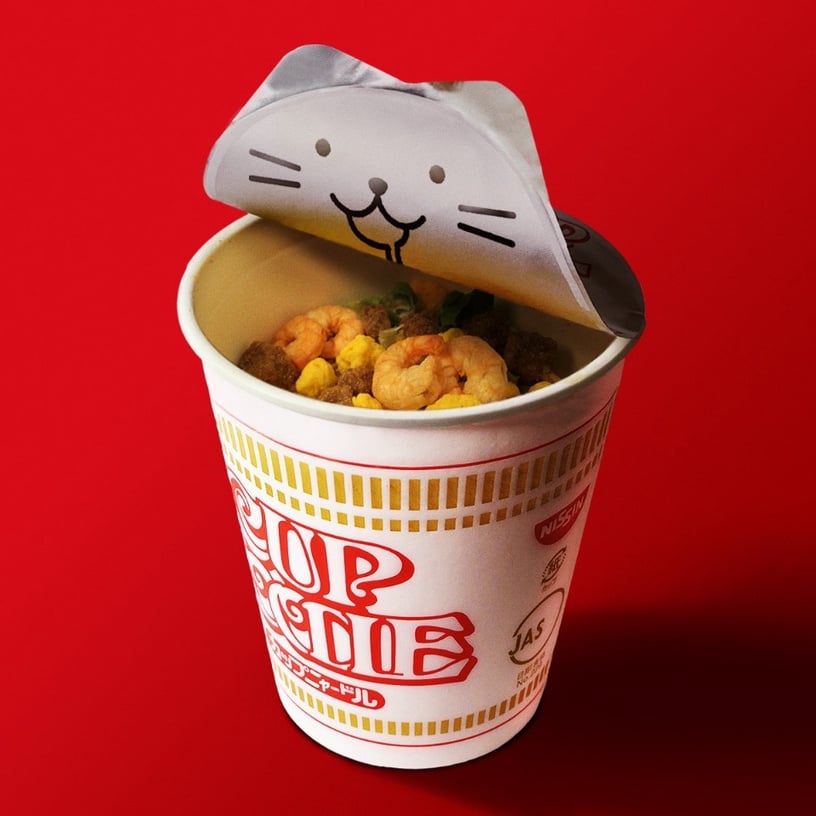 日清泡麵50週年「貓咪新包裝」登場!貓咪耳朵、流口水表情太可愛,貓奴們必收藏~