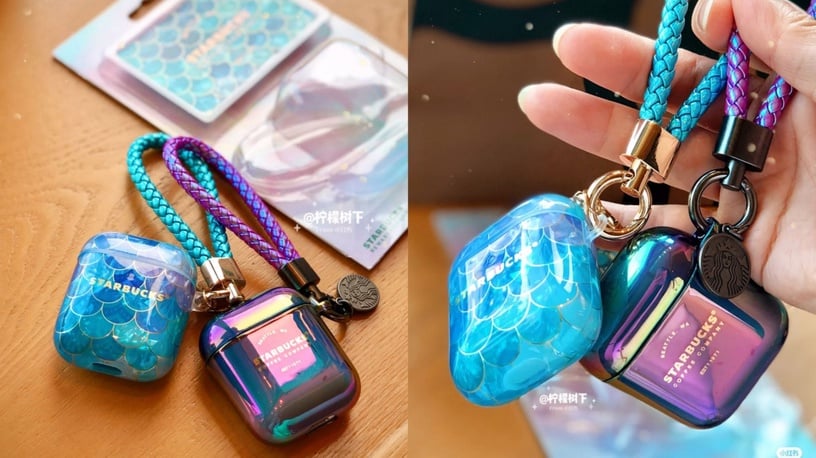 星巴克「幻彩Airpods耳機殼」登場!夢幻藍魚鱗、虹光Airpods仙度破表,星巴克迷必收!