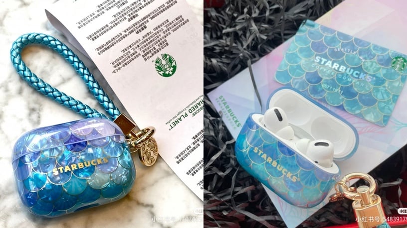 星巴克「幻彩Airpods耳機殼」登場!夢幻藍魚鱗、虹光Airpods仙度破表,星巴克迷必收!