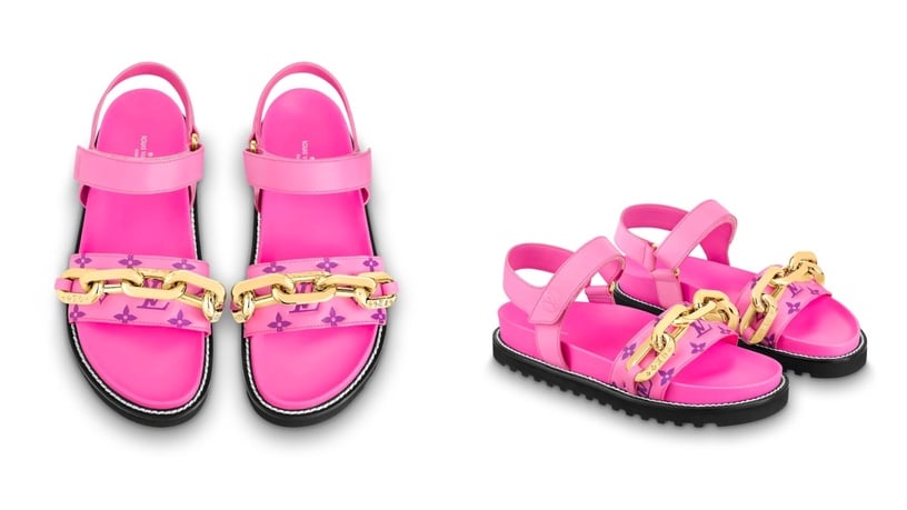 LV 早秋鞋款推薦！全新「Suqad高筒鞋」粉嫩配色又甜又帥，這款老花涼鞋未上市先爆紅