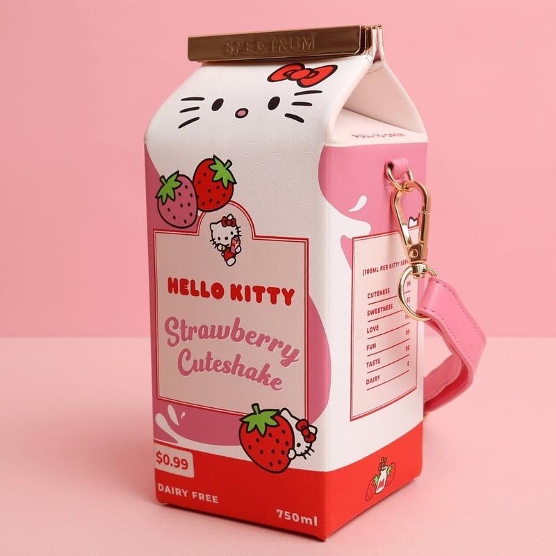 Hello Kitty粉必收!「草莓牛奶Kitty刷具組」粉嫩來襲,蜜粉刷、牛奶盒化妝包都萌爆