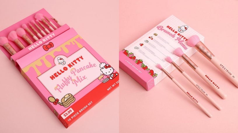 Hello Kitty粉必收!「草莓牛奶Kitty刷具組」粉嫩來襲,蜜粉刷、牛奶盒化妝包都萌爆